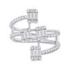 Image 2 : Baguette Diamond Modern Floating Cluster Ring 7/8 Cttw 14KT White Gold