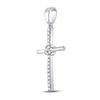 Image 2 : Round Diamond Cross Pendant 1/12 Cttw 10KT White Gold