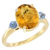 Image 1 : 2.64 CTW Quartz & Blue Sapphire Ring 10K Yellow Gold - REF-23Y7V