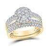 Image 2 : Diamond Cluster Matching Wedding Set 1-3/4 Cttw 14KT Yellow Gold