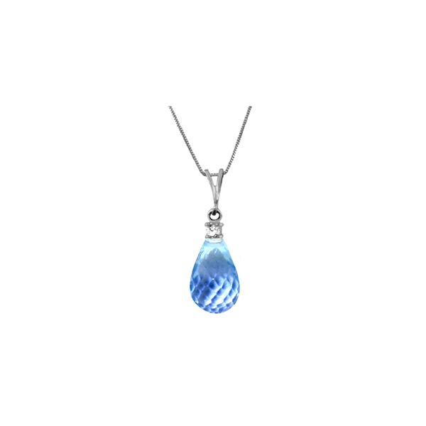 Genuine 2.3 ctw Blue Topaz & Diamond Necklace 14KT White Gold - REF-22Z8N