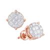 Image 1 : Princess Round Diamond Fashion Cluster Earrings 1/2 Cttw 14KT Rose Gold