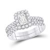 Image 1 : Bridal Wedding Ring Band Set 1-1/2 Cttw 14KT White Gold