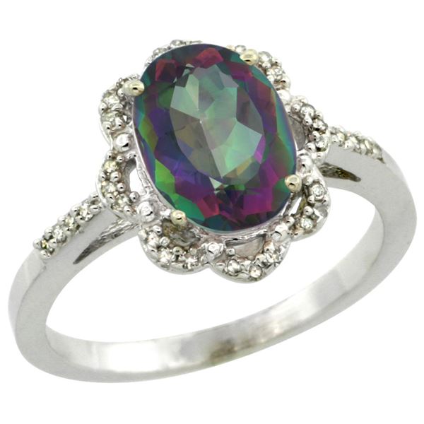1.94 CTW Mystic Topaz & Diamond Ring 14K White Gold - REF-45K8W