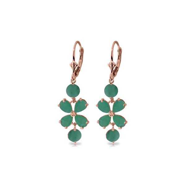 Genuine 5.32 ctw Emerald Earrings 14KT Rose Gold - REF-70V4W