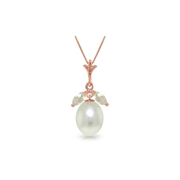 Genuine 4.5 ctw White Topaz Necklace 14KT Rose Gold - REF-24F3Z