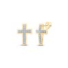 Image 1 : Round Diamond Cross Earrings 1/10 Cttw 10KT Yellow Gold
