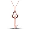 Image 1 : Round Red Color Enhanced Diamond Trefoil Key Pendant 1/20 Cttw 10KT Rose Gold