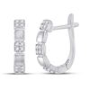 Image 1 : Round Diamond Alternating Square Hoop Earrings 1/10 Cttw 14KT White Gold
