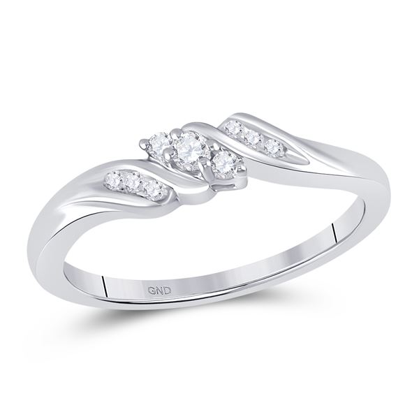 Round Diamond 3-stone Promise Ring 1/10 Cttw 10KT White Gold