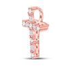 Image 2 : Baguette Round Diamond Cross Pendant 1/4 Cttw 14KT Rose Gold