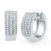 Image 1 : Round Diamond Huggie Hoop Earrings 1/4 Cttw 10KT White Gold
