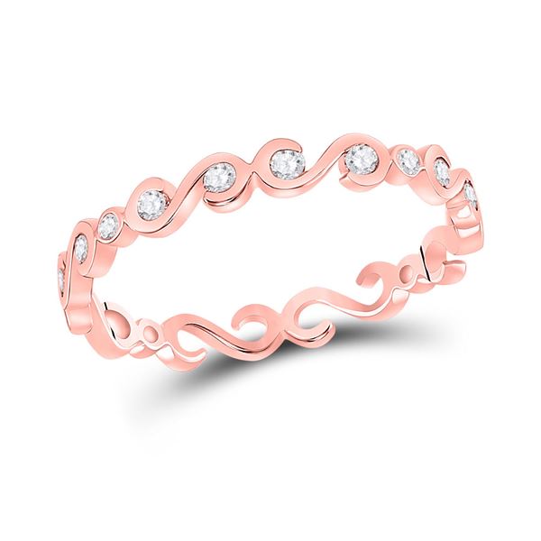 Round Diamond S-Shape Stackable Band Ring 1/8 Cttw 10KT Rose Gold