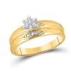 Image 2 : Diamond Cluster Matching Wedding Set 1/12 Cttw 10KT Yellow Gold