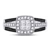Image 2 : Princess Black Color Enhanced Diamond Cluster Ring 5/8 Cttw 10KT White Gold