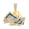 Image 1 : Round Green Color Enhanced Diamond Money Fist Charm Pendant 3/4 Cttw 10KT Yellow Gold