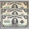 Image 1 : 1923 One Dollar, three notes, F-VF