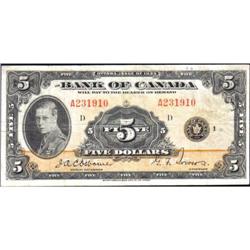 1935 Five Dollars, English, BC-5, VF