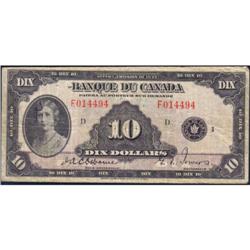 1935 Ten Dollars French BC-8, PMG F-12