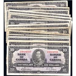 1937 $10, BC-24b, fifteen notes, F & up