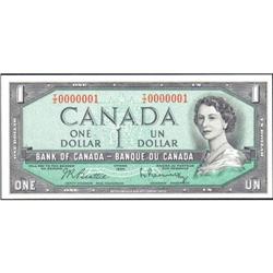 1954 One Dollar BC-37b T/Z0000001, AU+