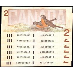 1986 $2 BC-55a, 6 consec AUK, all Unc