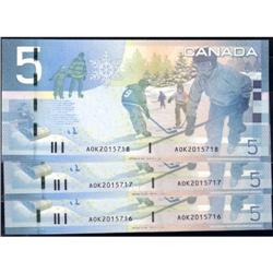 2006 $5 BC-67aA, 3 Consec AOK, all Unc