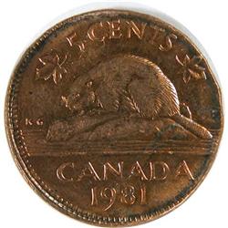 Canada 5C 1981 on Smaller Bronze Flan