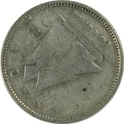 Canada Ten Cents 1947 ML Rotated 135°