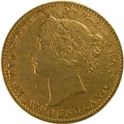 Newfoundland $2 Gold 1872, EF cleaned