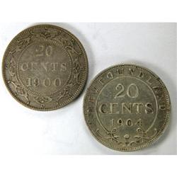 Newfoundland 20 Cents 1900, 1904H, VF