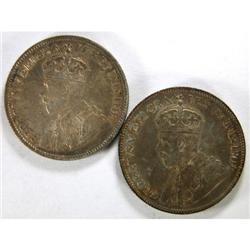 NF 25 Cents 1917C and 1919C, both EF-AU