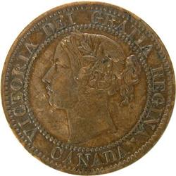 Canada Cent 1858 EF with Digs