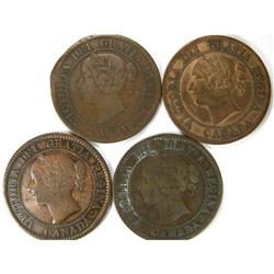 1859 Wide 9 Over 8. 4 pieces, VG to EF