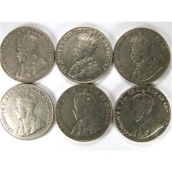 1926 Near 6, six pieces, all VF
