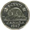 Image 2 : Canada Five Cents 1947 ICCS MS-65
