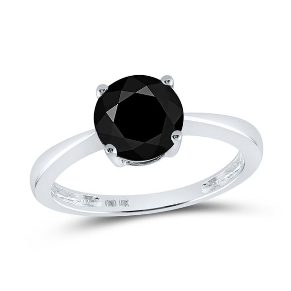 Black Color Enhanced Diamond Solitaire Bridal Wedding Ring 2 Cttw 10KT White Gold