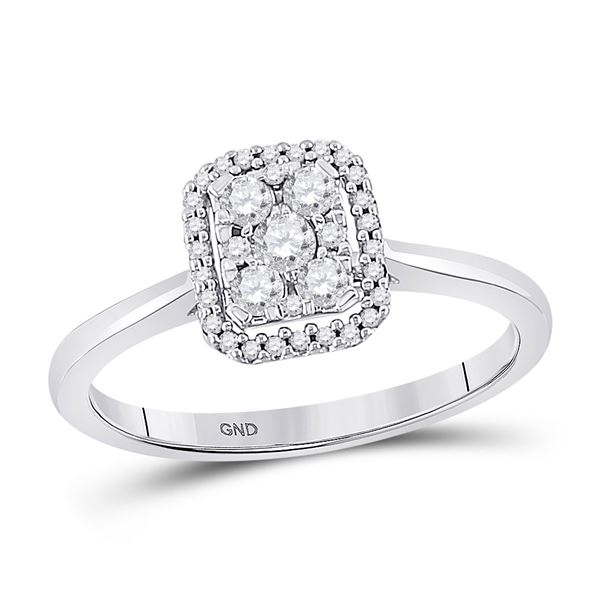 Round Diamond Square Cluster Ring 1/3 Cttw 10KT White Gold
