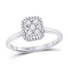 Image 1 : Round Diamond Square Cluster Ring 1/3 Cttw 10KT White Gold