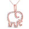 Image 2 : Round Diamond Elephant Animal Pendant 1/6 Cttw 10KT Rose Gold