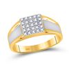 Image 1 : Round Diamond Square Ring 1/8 Cttw 10KT Two-tone Gold