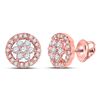 Image 1 : Round Diamond Flower Cluster Earrings 1/2 Cttw 14KT Rose Gold