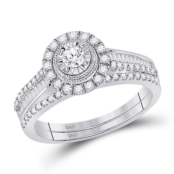 Diamond Bridal Wedding Ring Band Set 5/8 Cttw 10KT White Gold