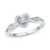 Image 1 : Round Diamond Heart Solitaire Ring 1/8 Cttw 10KT White Gold