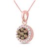 Image 2 : Round Brown Diamond Flower Cluster Pendant 3/8 Cttw 10KT Rose Gold
