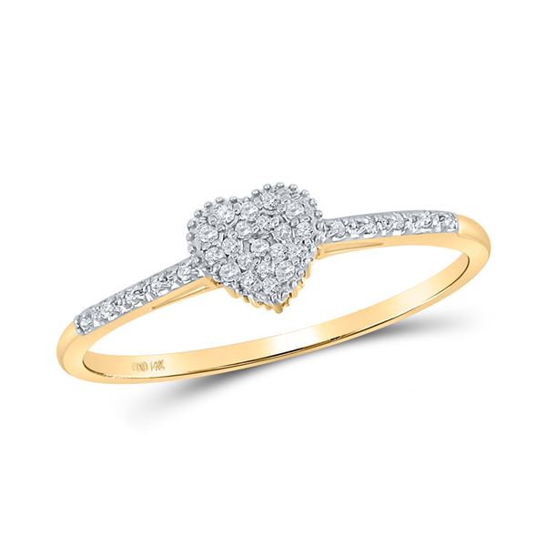 Round Diamond Slender Heart Ring 1/20 Cttw 14KT Yellow Gold
