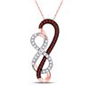 Image 1 : Round Red Color Enhanced Diamond Infinity Heart Pendant 1/6 Cttw 10KT Rose Gold