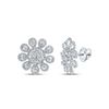 Image 1 : Round Diamond Starburst Cluster Earrings 1-7/8 Cttw 14KT White Gold