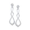 Image 1 : Round Diamond Cascading Teardrop Dangle Earrings 1/10 Cttw 10KT White Gold