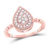 Image 1 : Round Diamond Teardrop Cluster Ring 1/3 Cttw 10KT Rose Gold